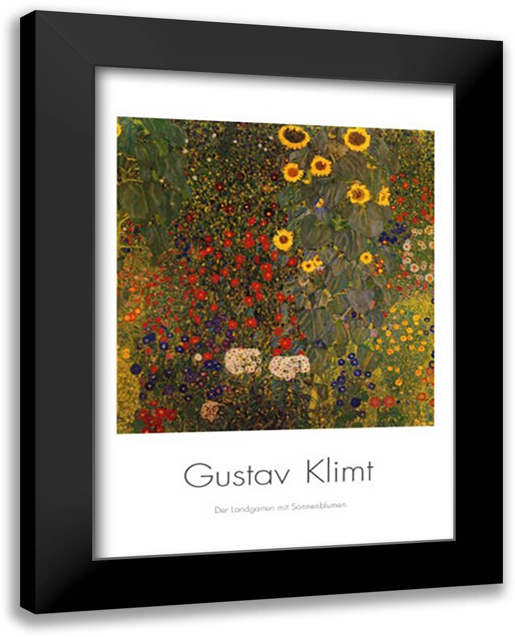 Garden with Sunflowers 28x40 Black Modern Wood Framed Art Print Poster by Klimt, Gustav