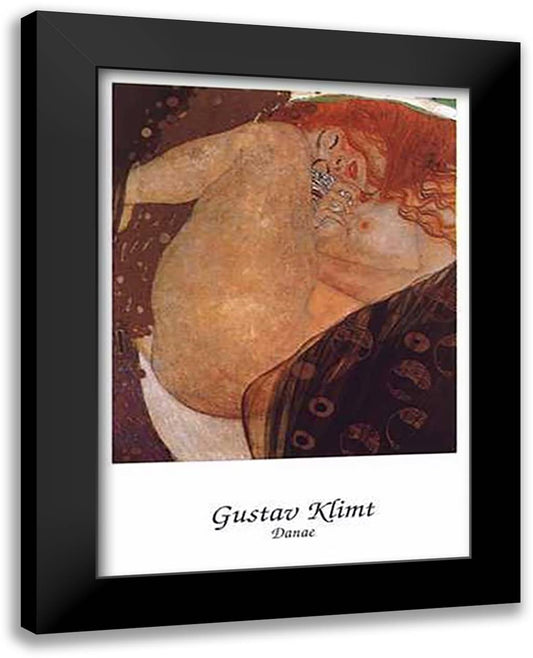 Danae 28x40 Black Modern Wood Framed Art Print Poster by Klimt, Gustav