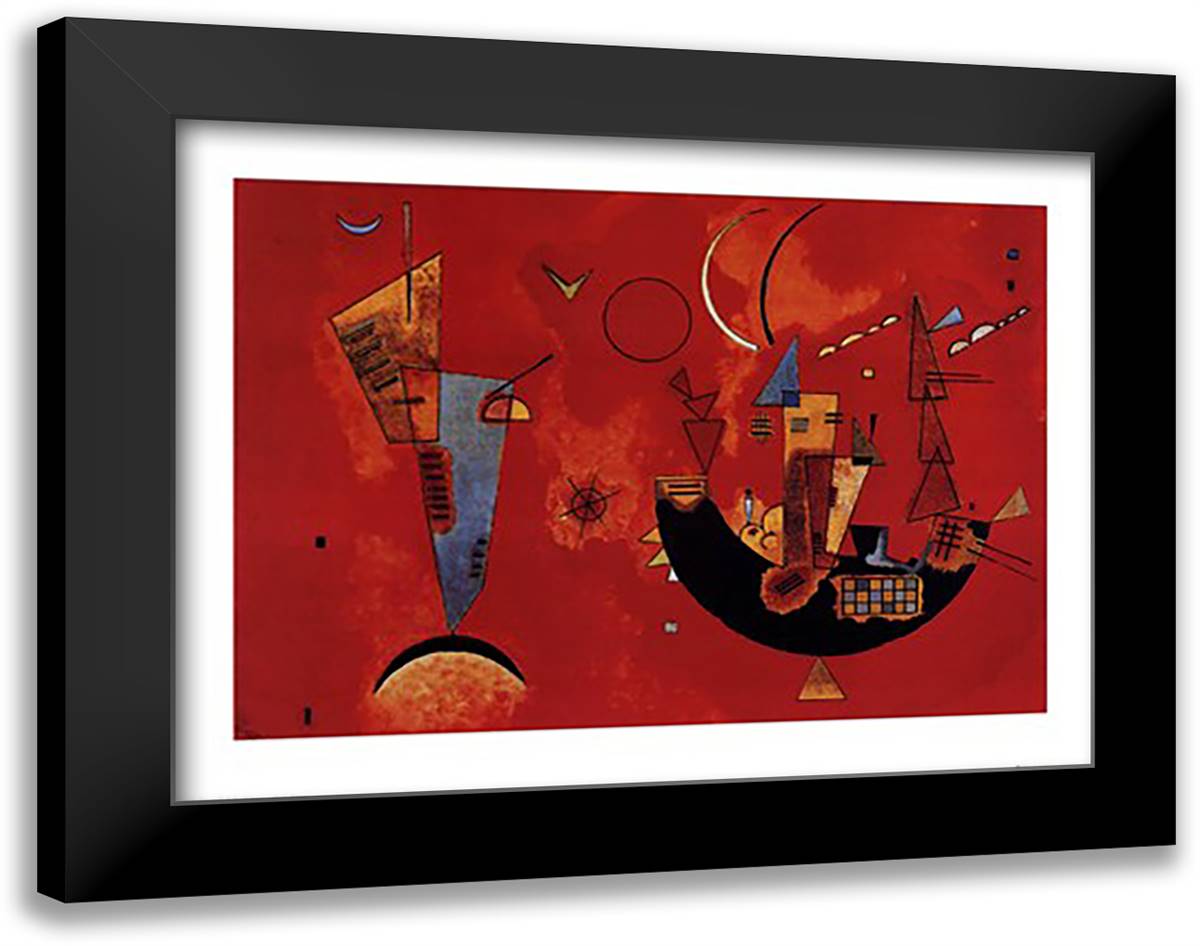 Mit und Gegen, c.1929 36x28 Black Modern Wood Framed Art Print Poster by Kandinsky, Wassily