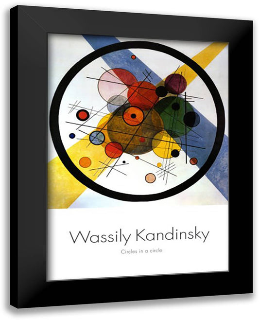 Circle in a Circle, c.1923 28x40 Black Modern Wood Framed Art Print Poster by Kandinsky, Wassily