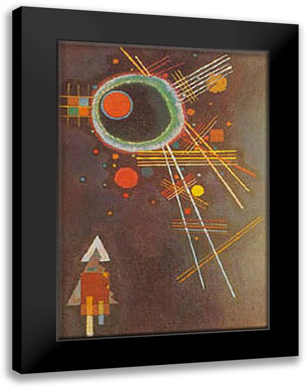 Strahleninien 28x40 Black Modern Wood Framed Art Print Poster by Kandinsky, Wassily