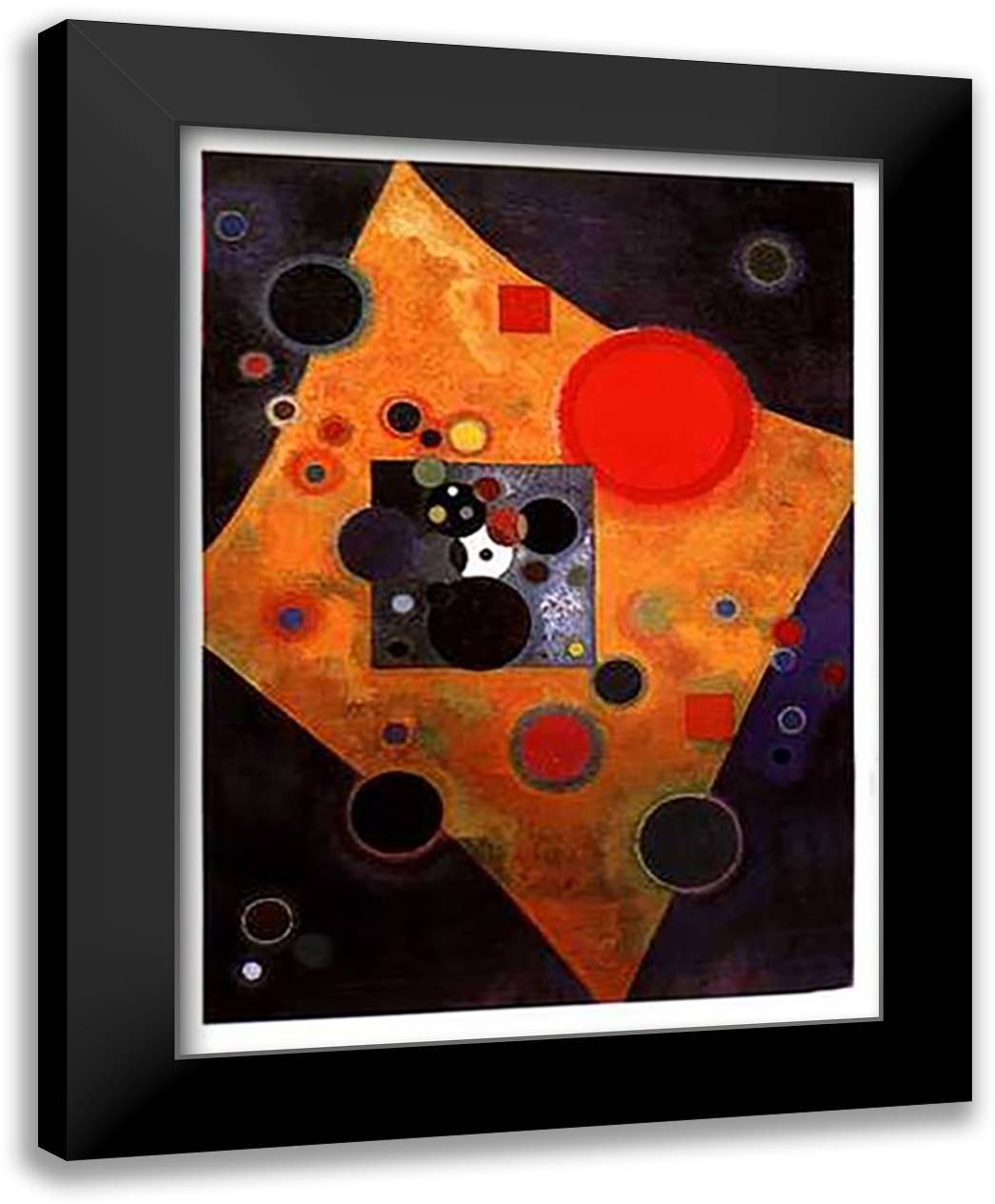 Accent en Rose, c.1926 28x40 Black Modern Wood Framed Art Print Poster by Kandinsky, Wassily