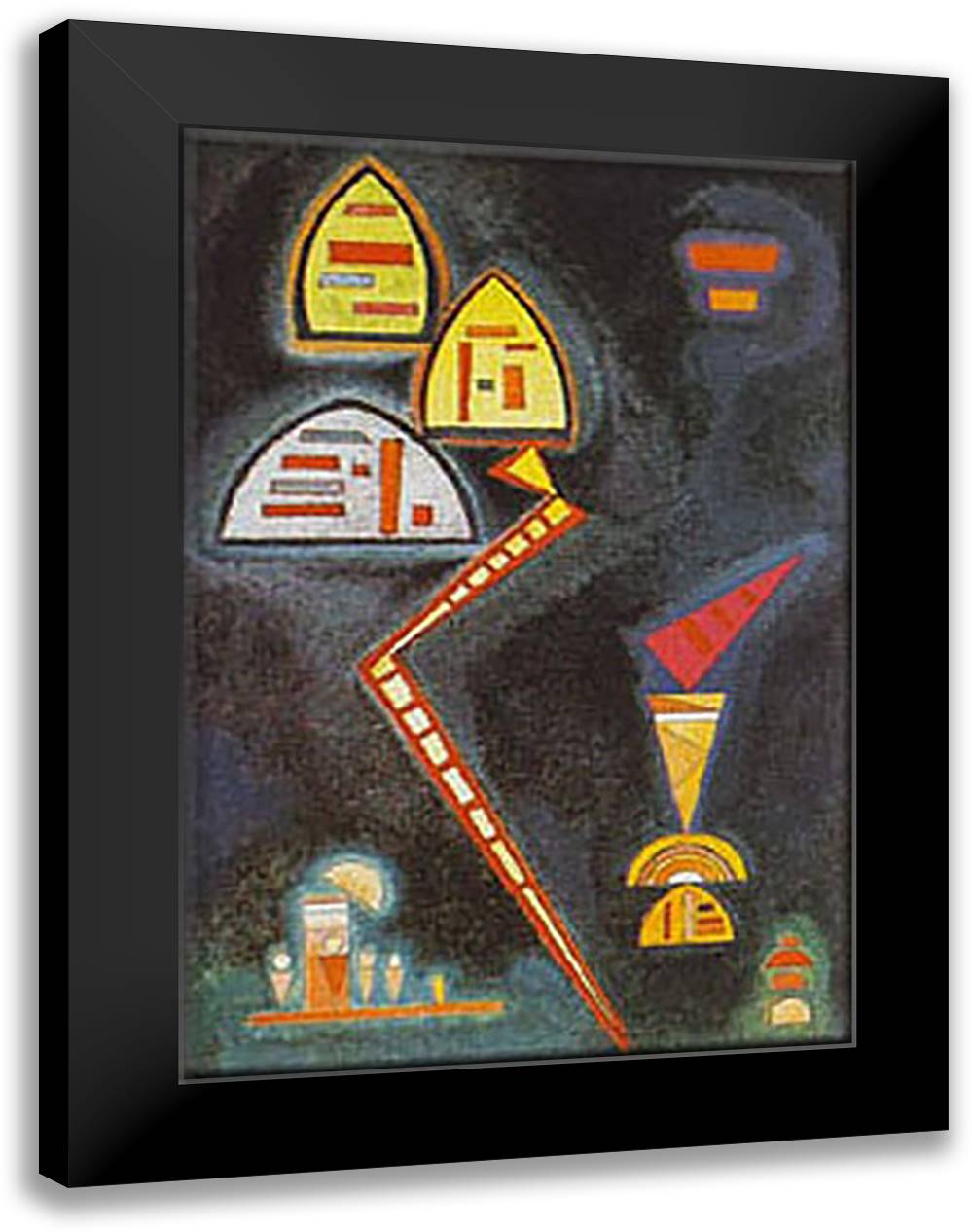 Grun, c.1929 28x40 Black Modern Wood Framed Art Print Poster by Kandinsky, Wassily