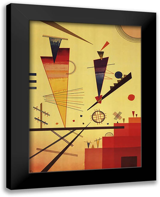 Structure Joyeuse, c.1926 28x40 Black Modern Wood Framed Art Print Poster by Kandinsky, Wassily