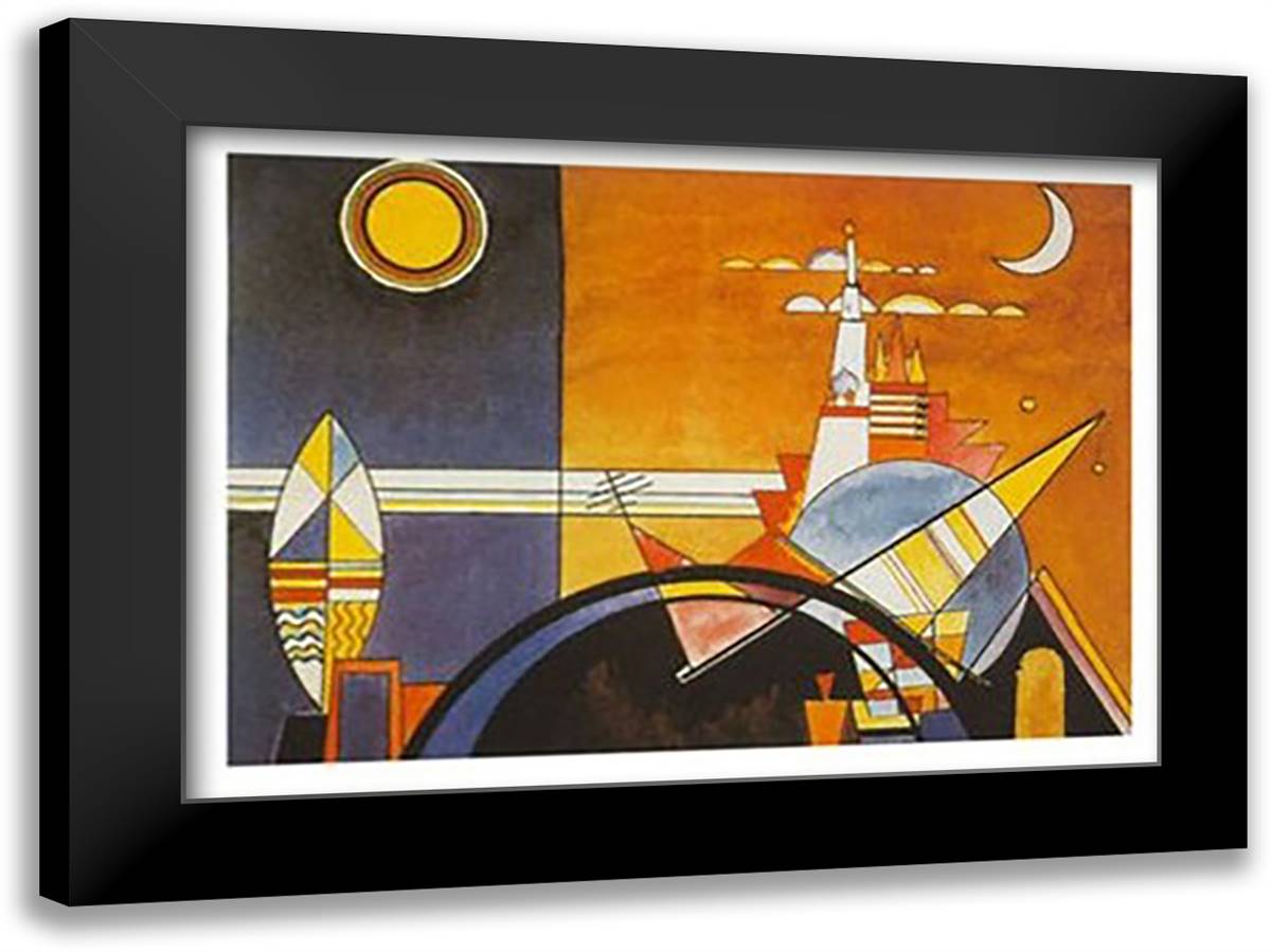 La Grande Piazza a Kiev 40x28 Black Modern Wood Framed Art Print Poster by Kandinsky, Wassily