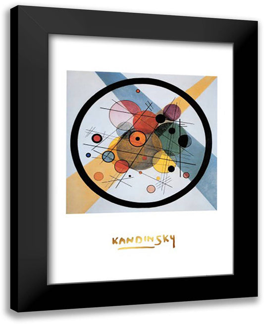 Circle in a Circle, c.1923 24x32 Black Modern Wood Framed Art Print Poster by Kandinsky, Wassily