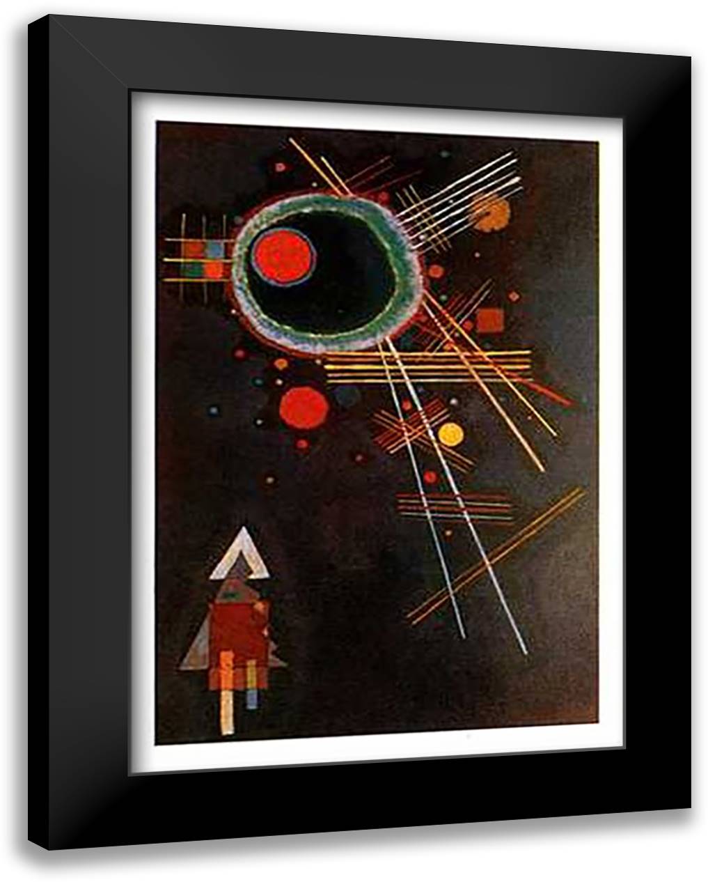 Strahlenlinien 24x32 Black Modern Wood Framed Art Print Poster by Kandinsky, Wassily