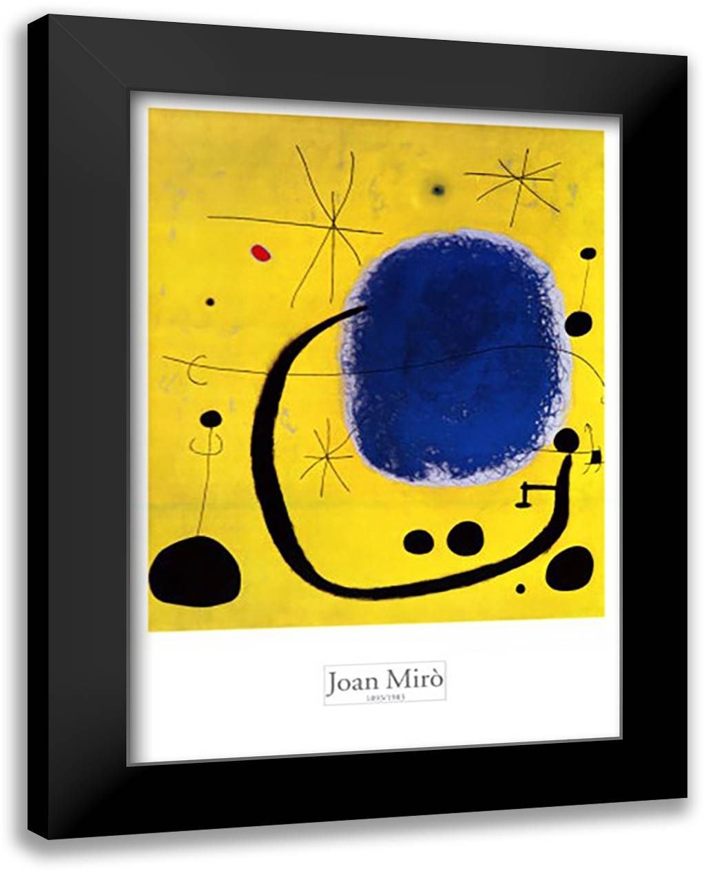 L'Oro Dell'Azzurro 28x40 Black Modern Wood Framed Art Print Poster by Miro, Joan