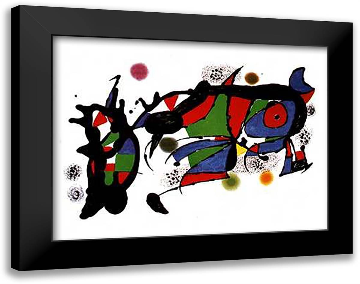 Obra de Joan Miro 35x28 Black Modern Wood Framed Art Print Poster by Miro, Joan