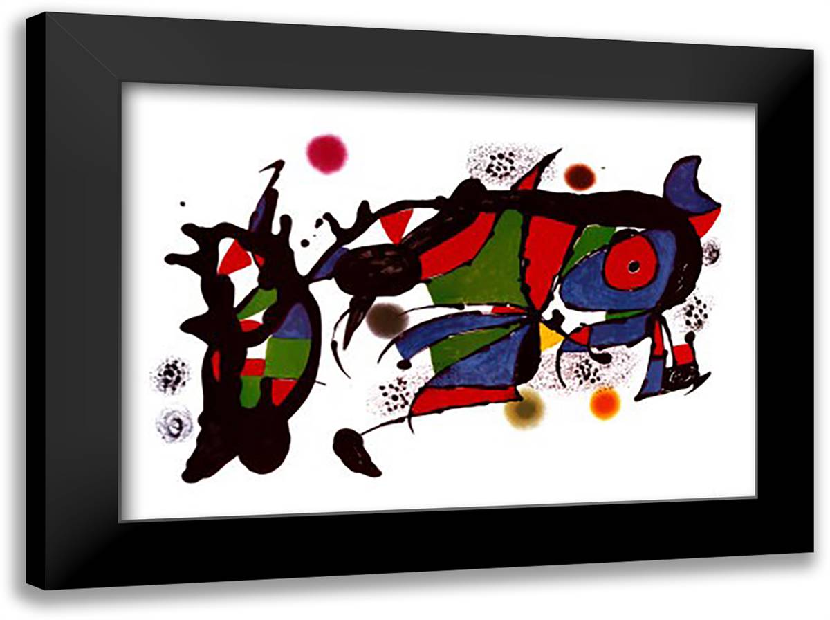 Obra 40x28 Black Modern Wood Framed Art Print Poster by Miro, Joan