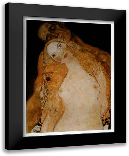 Adam and Eve 28x40 Black Modern Wood Framed Art Print Poster by Klimt, Gustav