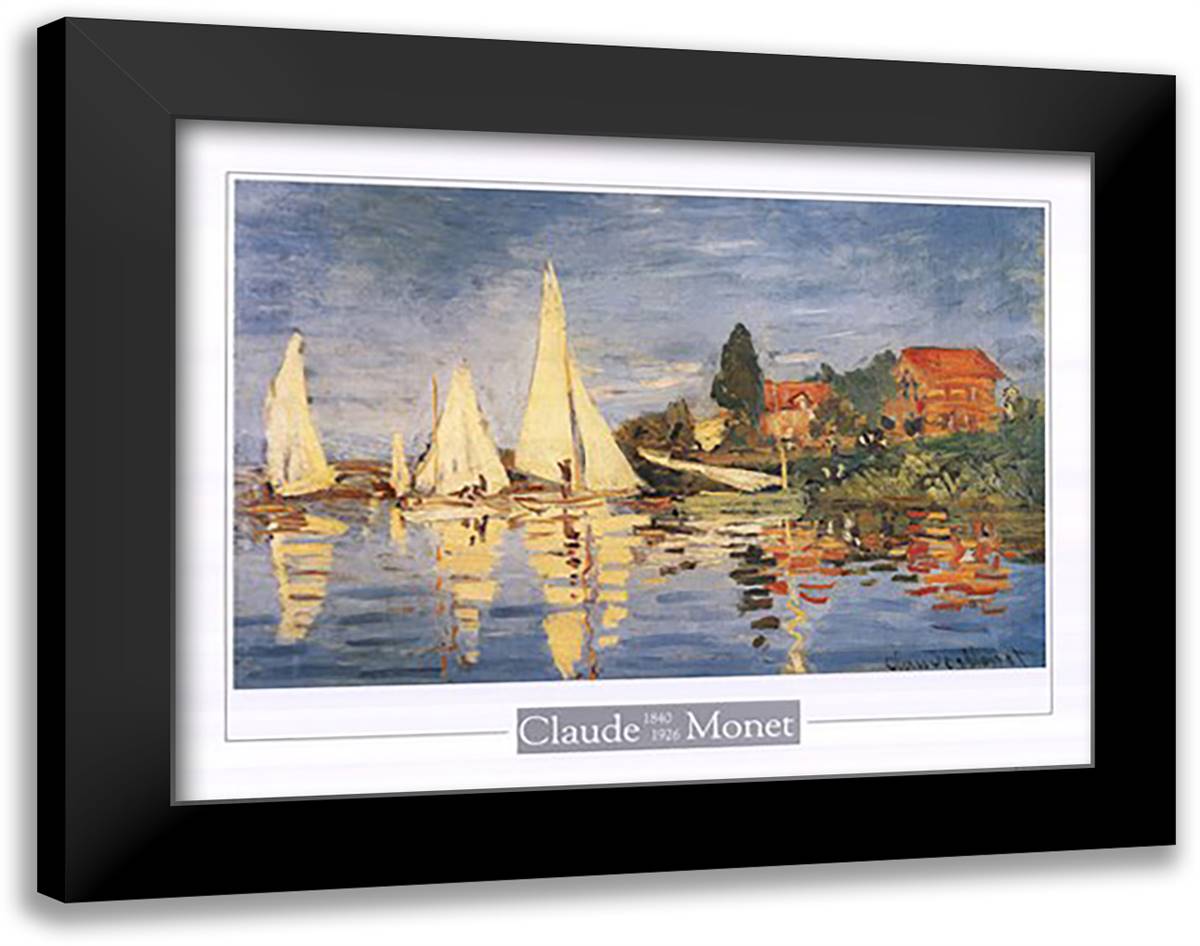 Regatta at Argenteuil 36x28 Black Modern Wood Framed Art Print Poster by Monet, Claude