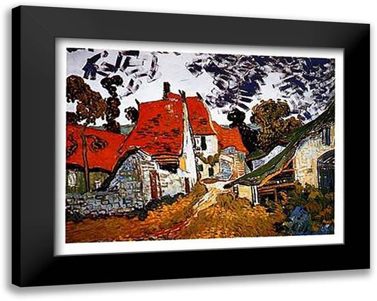 Village Street in Auvers, c.1890 35x28 Black Modern Wood Framed Art Print Poster by Van Gogh, Vincent