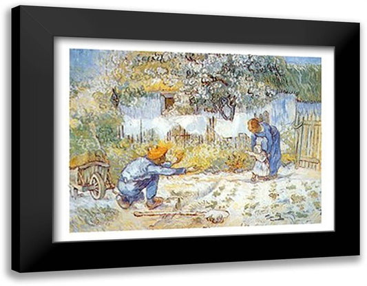 First Steps (after Millet), c.1890 35x28 Black Modern Wood Framed Art Print Poster by Van Gogh, Vincent