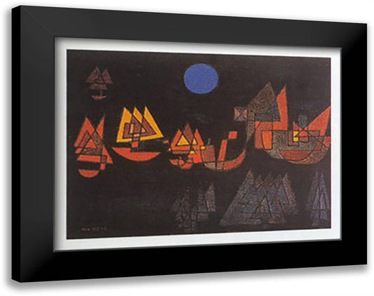 SCHIFFE IM DUNKELN, 1927 35x28 Black Modern Wood Framed Art Print Poster by Klee, Paul