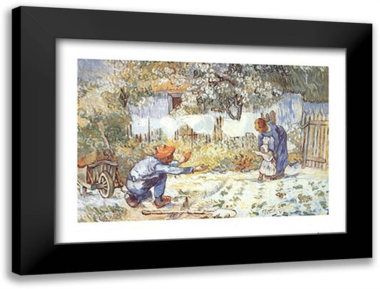 First Steps (after Millet), c.1890 32x24 Black Modern Wood Framed Art Print Poster by Van Gogh, Vincent