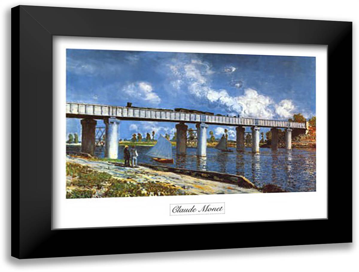 Ponte 32x24 Black Modern Wood Framed Art Print Poster by Monet, Claude