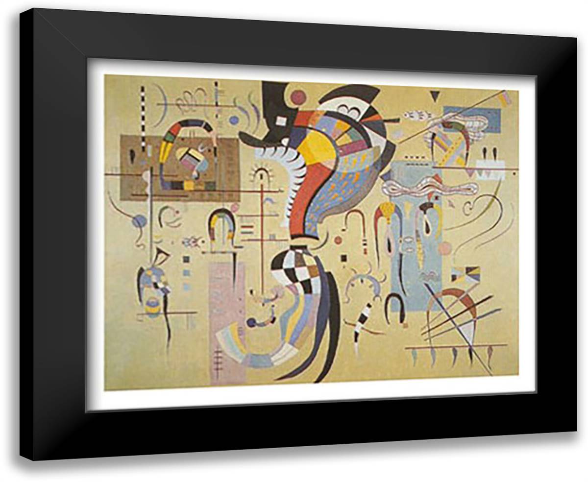 Milieu Accompagne, c.1937 35x28 Black Modern Wood Framed Art Print Poster by Kandinsky, Wassily