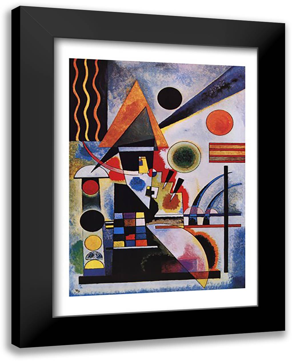 Balancement, c.1925 28x40 Black Modern Wood Framed Art Print Poster by Kandinsky, Wassily