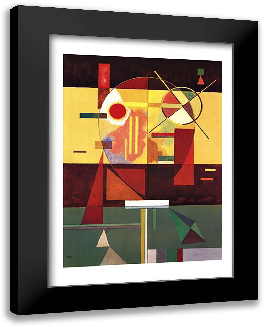 Zersetzte Spannung, c.1930 28x40 Black Modern Wood Framed Art Print Poster by Kandinsky, Wassily