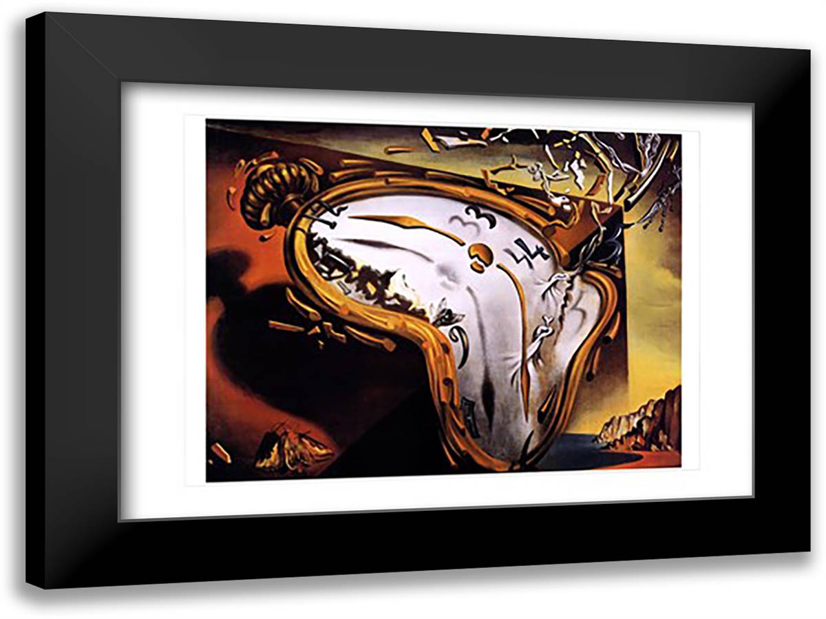 Soft Watch At Moment of First Explosion, c.1954 40x28 Black Modern Wood Framed Art Print Poster by Dali, Salvador