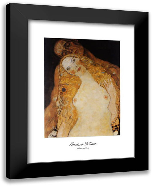 Adam and Eve 24x32 Black Modern Wood Framed Art Print Poster by Klimt, Gustav