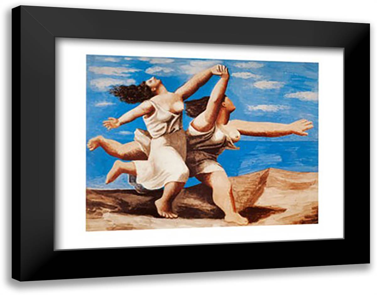 Two Women Running on the Beach, c.1922 35x28 Black Modern Wood Framed Art Print Poster by Picasso, Pablo