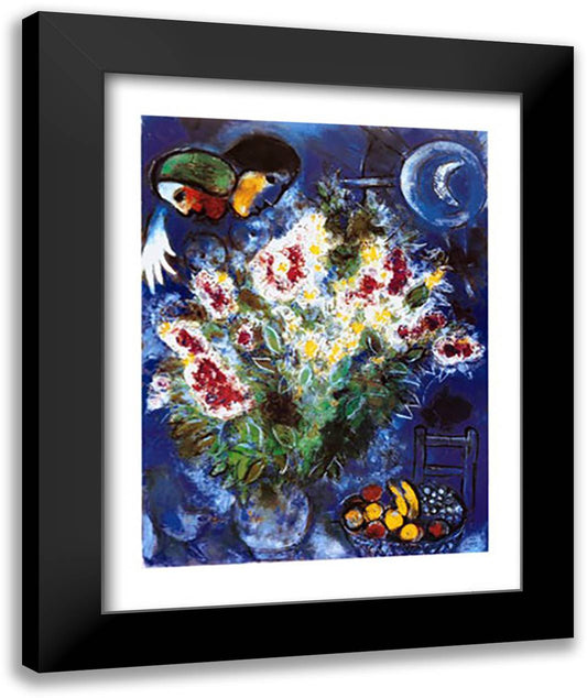 Still Life with Flowers 28x35 Black Modern Wood Framed Art Print Poster by Chagall, Marc