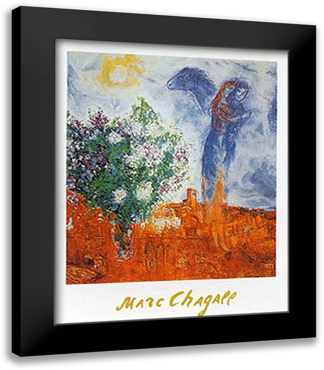 COUPLE AU DESSUS ST.PAUL 28x35 Black Modern Wood Framed Art Print Poster by Chagall, Marc