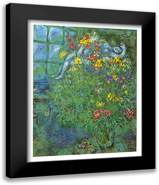 LE BOUQUET ARDENT 28x35 Black Modern Wood Framed Art Print Poster by Chagall, Marc