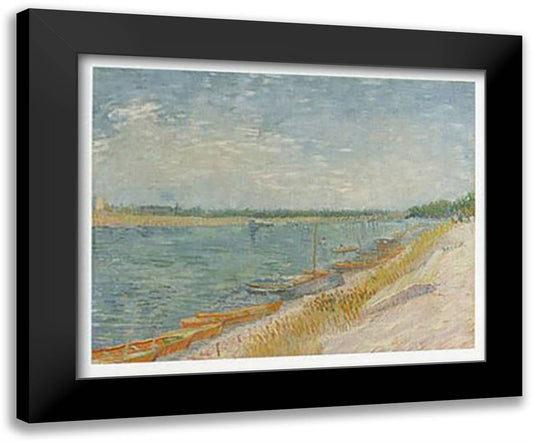 Les Canots Amarres 35x28 Black Modern Wood Framed Art Print Poster by Van Gogh, Vincent