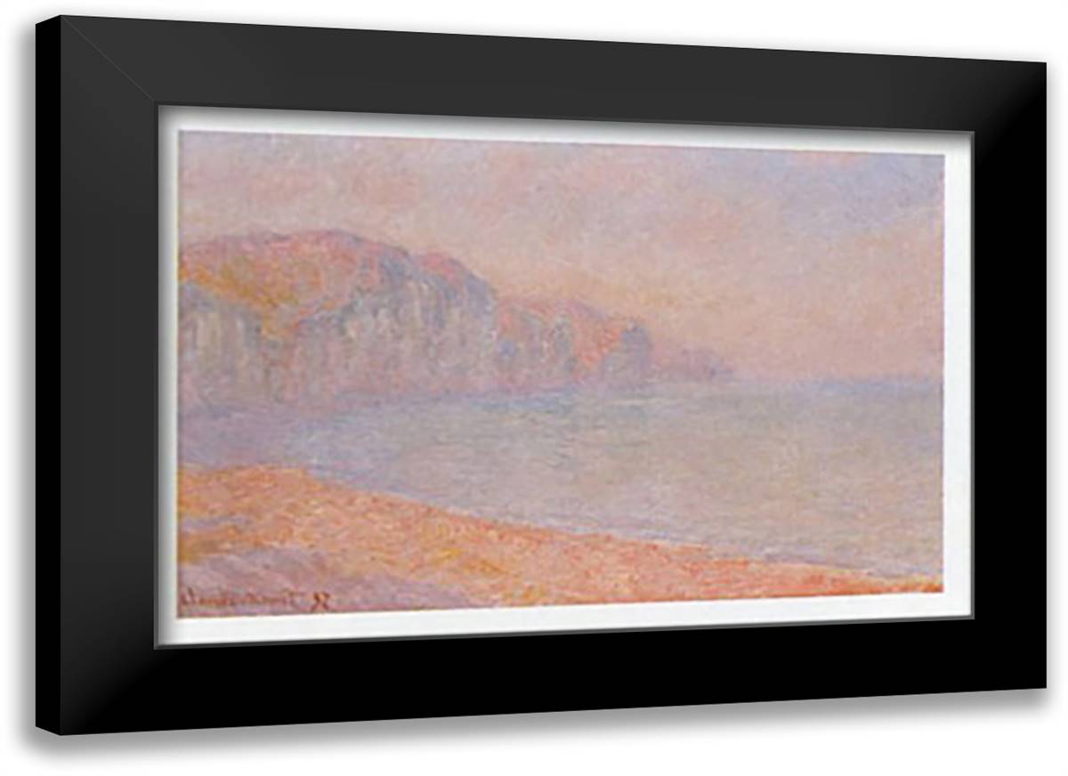 FALAISES DE POURVILLE 35x28 Black Modern Wood Framed Art Print Poster by Monet, Claude