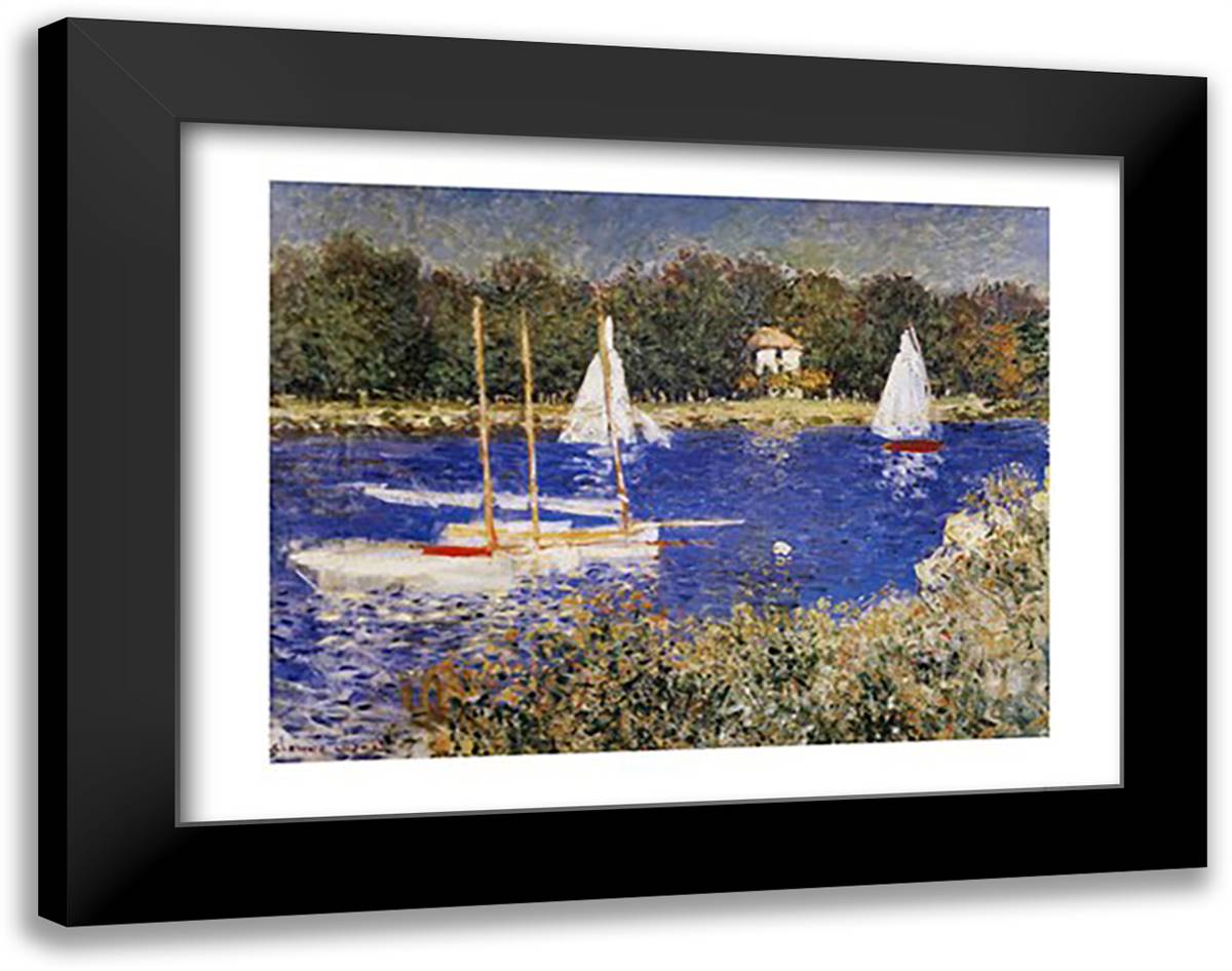 The Bassin at Argenteuil 36x28 Black Modern Wood Framed Art Print Poster by Monet, Claude