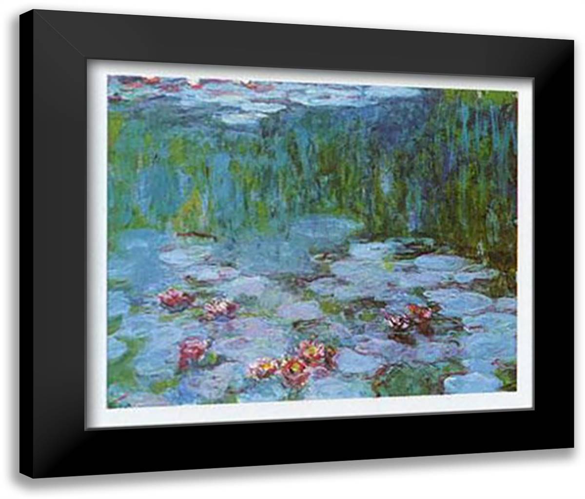 Blue Nympheas 40x28 Black Modern Wood Framed Art Print Poster by Monet, Claude