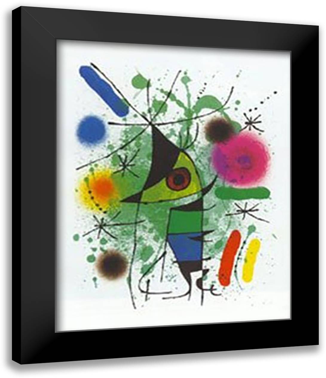 The Singing Fish 28x35 Black Modern Wood Framed Art Print Poster by Miro, Joan