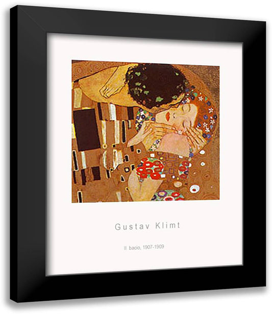 II BACIO 28x40 Black Modern Wood Framed Art Print Poster by Klimt, Gustav