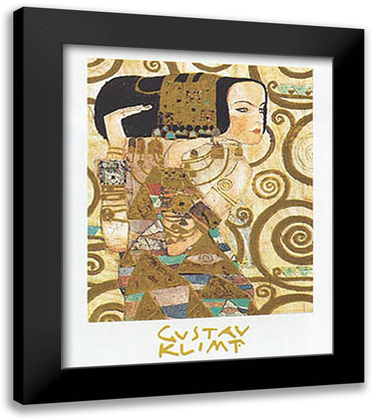 L'ATTESA 28x40 Black Modern Wood Framed Art Print Poster by Klimt, Gustav
