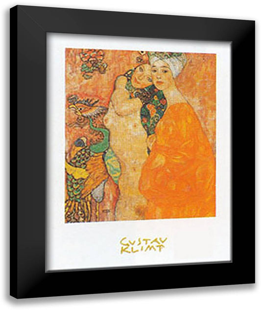 FREUNDINNEN 28x40 Black Modern Wood Framed Art Print Poster by Klimt, Gustav