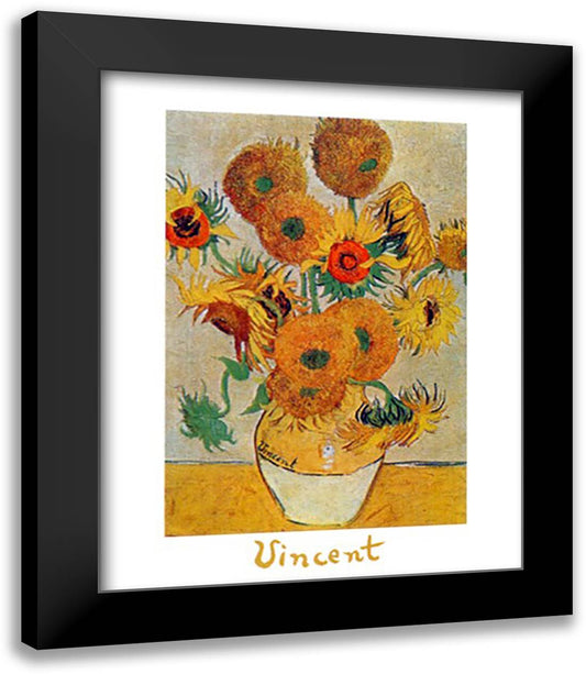 Vase with Fifteen Sunflowers, c.1888 28x35 Black Modern Wood Framed Art Print Poster by Van Gogh, Vincent