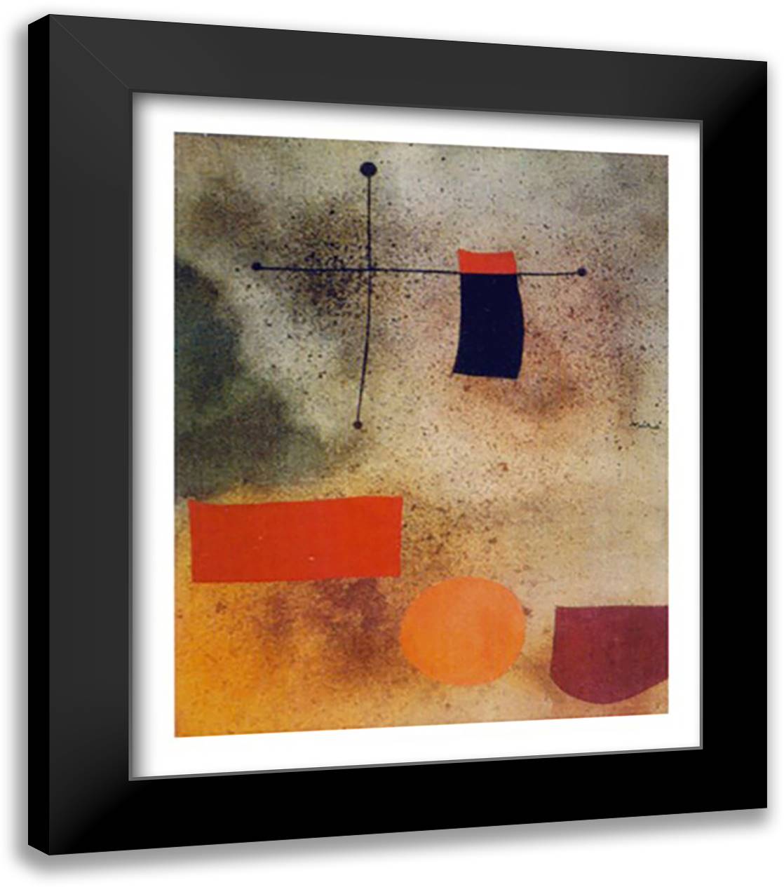 Abstract 20x24 Black Modern Wood Framed Art Print Poster by Miro, Joan