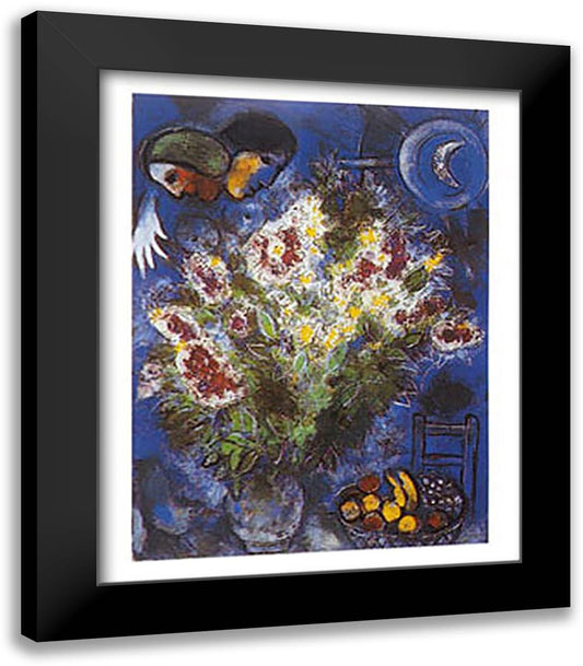 NATURE MORTE AUX FLEURS 24x32 Black Modern Wood Framed Art Print Poster by Chagall, Marc