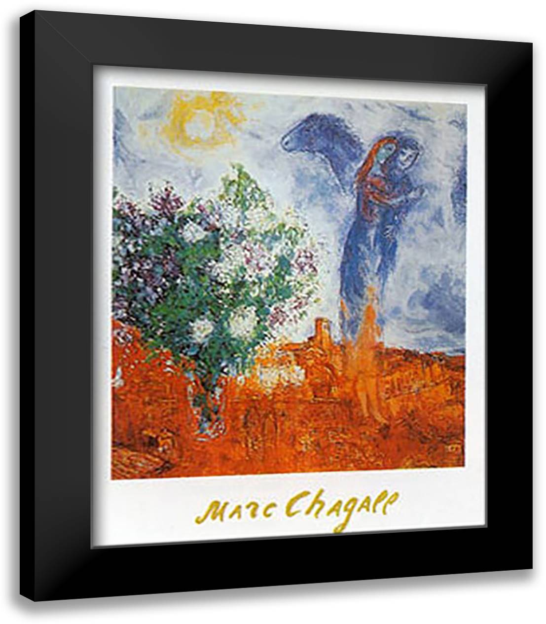 COUPLE AU DESSUS DE ST.PAUL 28x35 Black Modern Wood Framed Art Print Poster by Chagall, Marc