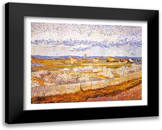 Pesco in Fiore 32x24 Black Modern Wood Framed Art Print Poster by Van Gogh, Vincent