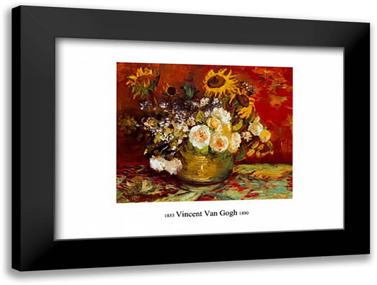 Vaso di Fiori 32x24 Black Modern Wood Framed Art Print Poster by Van Gogh, Vincent