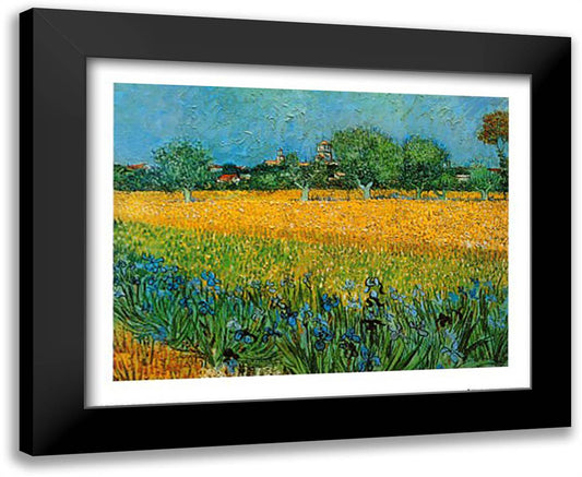 View of Arles with Irises in the Foreground, c.1888 32x24 Black Modern Wood Framed Art Print Poster by Van Gogh, Vincent