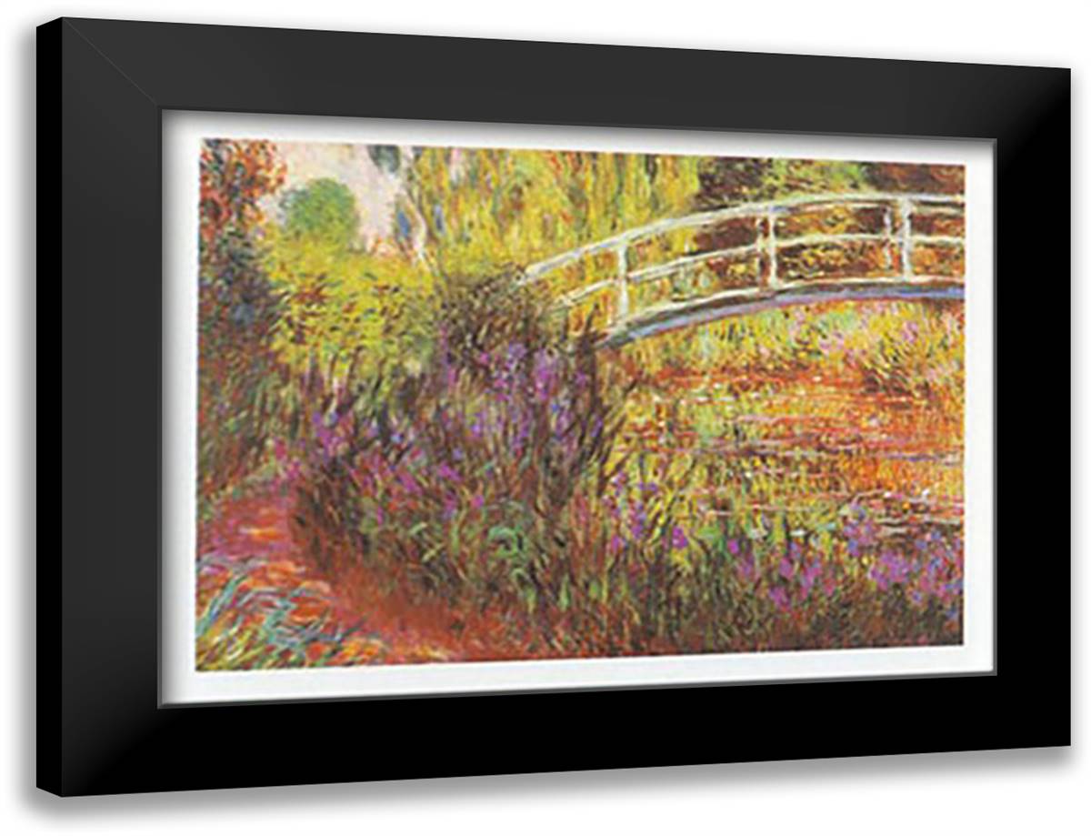 LE PONT JAPONAIS 32x24 Black Modern Wood Framed Art Print Poster by Monet, Claude