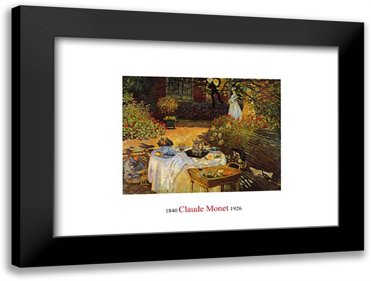 Dejeuner (Garden Breakfast) 32x24 Black Modern Wood Framed Art Print Poster by Monet, Claude