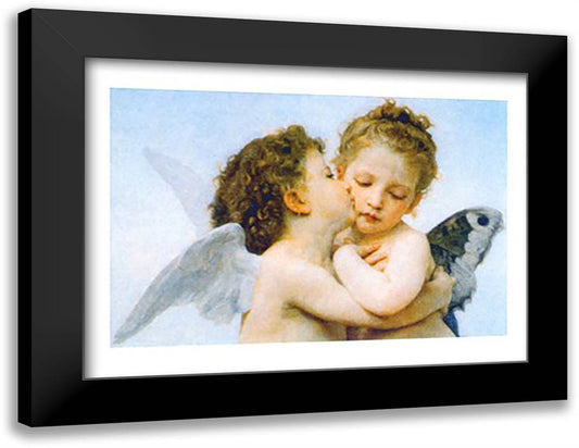 THE FIRST KISS 32x24 Black Modern Wood Framed Art Print Poster by Bouguereau, William Adolphe