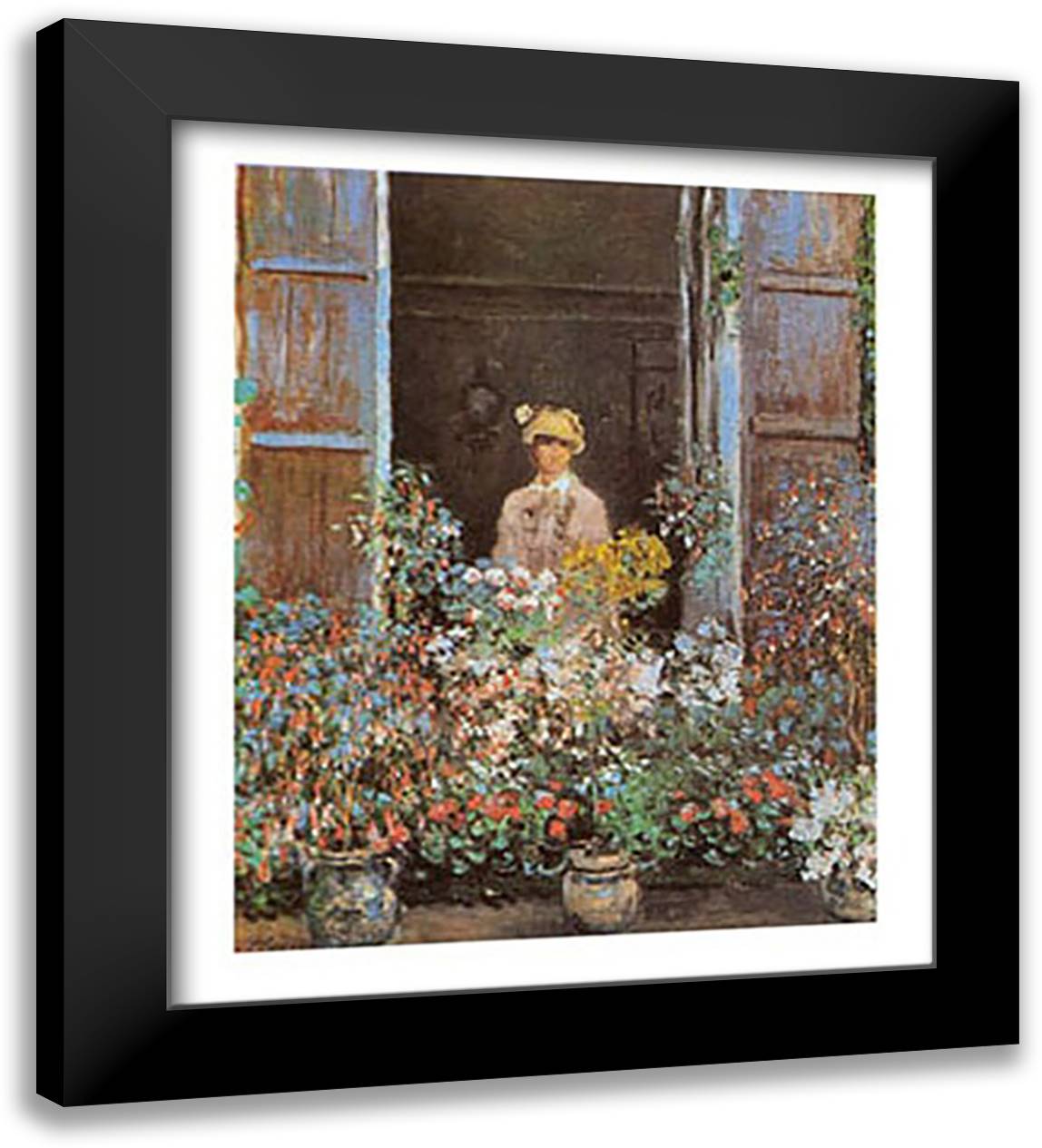 CAMILLE /ALLA FINESTRA 24x32 Black Modern Wood Framed Art Print Poster by Monet, Claude