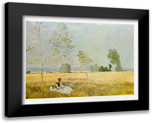 PRIMAVERA/ ARGENTEUIL 32x24 Black Modern Wood Framed Art Print Poster by Monet, Claude